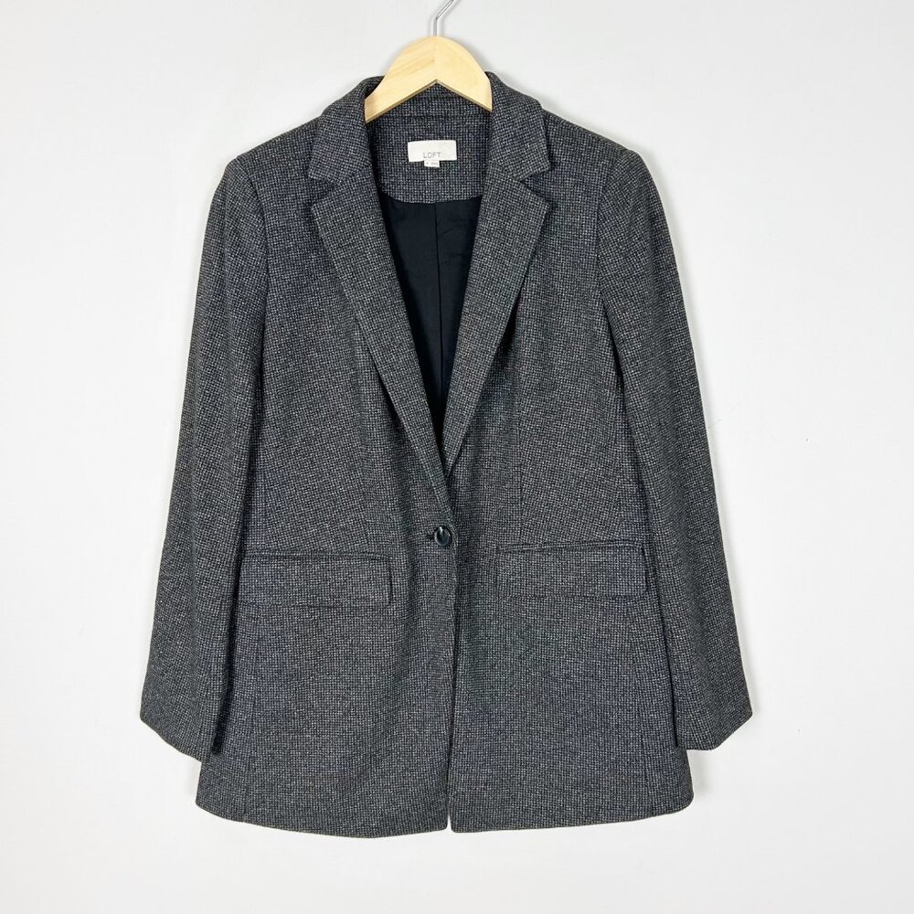 Loft Black Oversized Soft Blazer Jacket Size 6 Career‎ Business Casual Women's